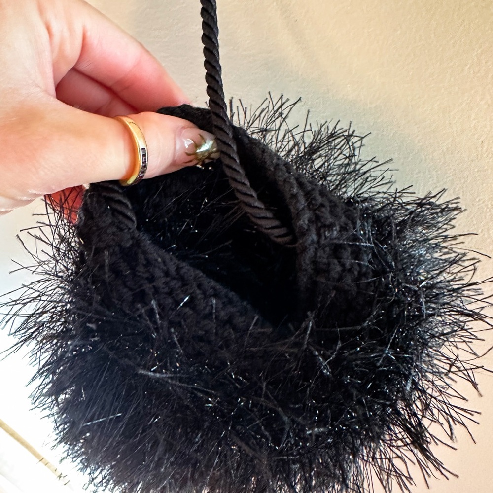 Elegant Black Fuzzy Handbag